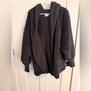 Katydid Black Sherpa Hooded Cardigan